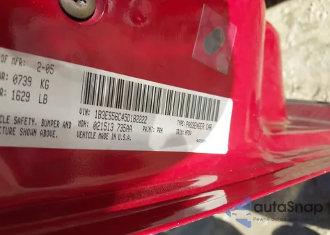 2005 Dodge Neon Sxt z USA, uszkodzony, nr VIN 1B3ES56C45D182222